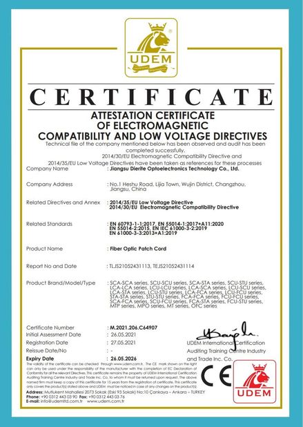 China Jiangsu Dierite Optoelectronics Technology Co.,Ltd. certification
